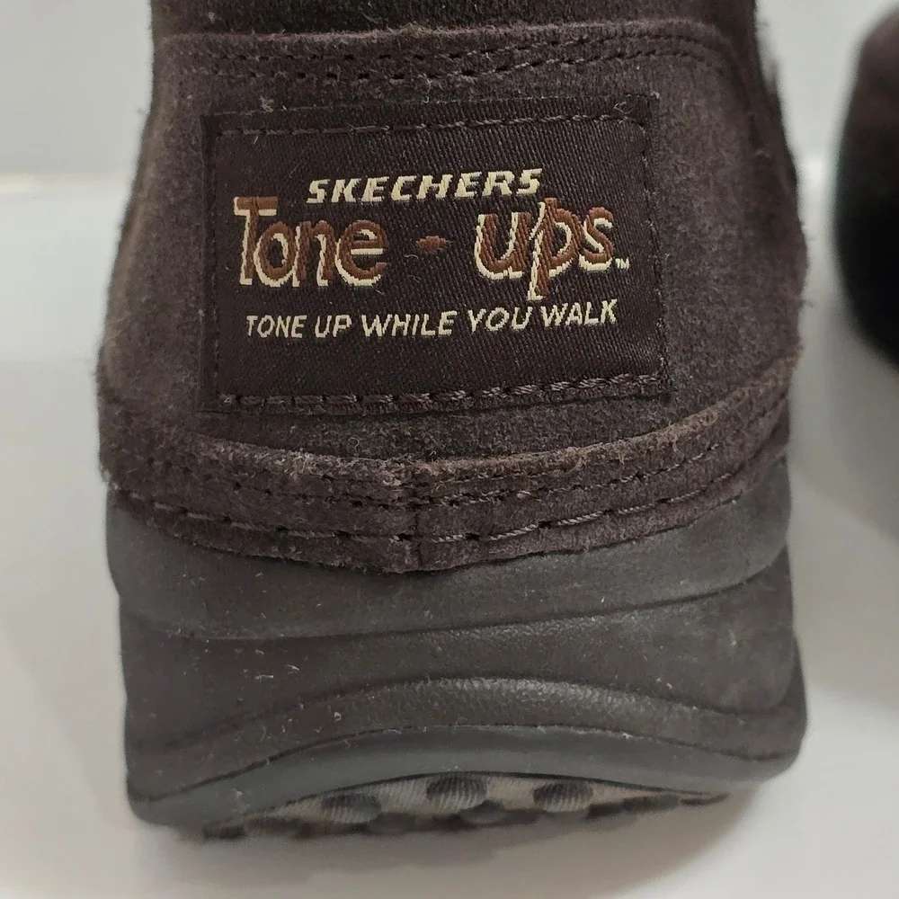 Skechers Tone-ups Cozy Knit Winter Boots‎ Womens Size 7 Blue Fair Isle Heritage